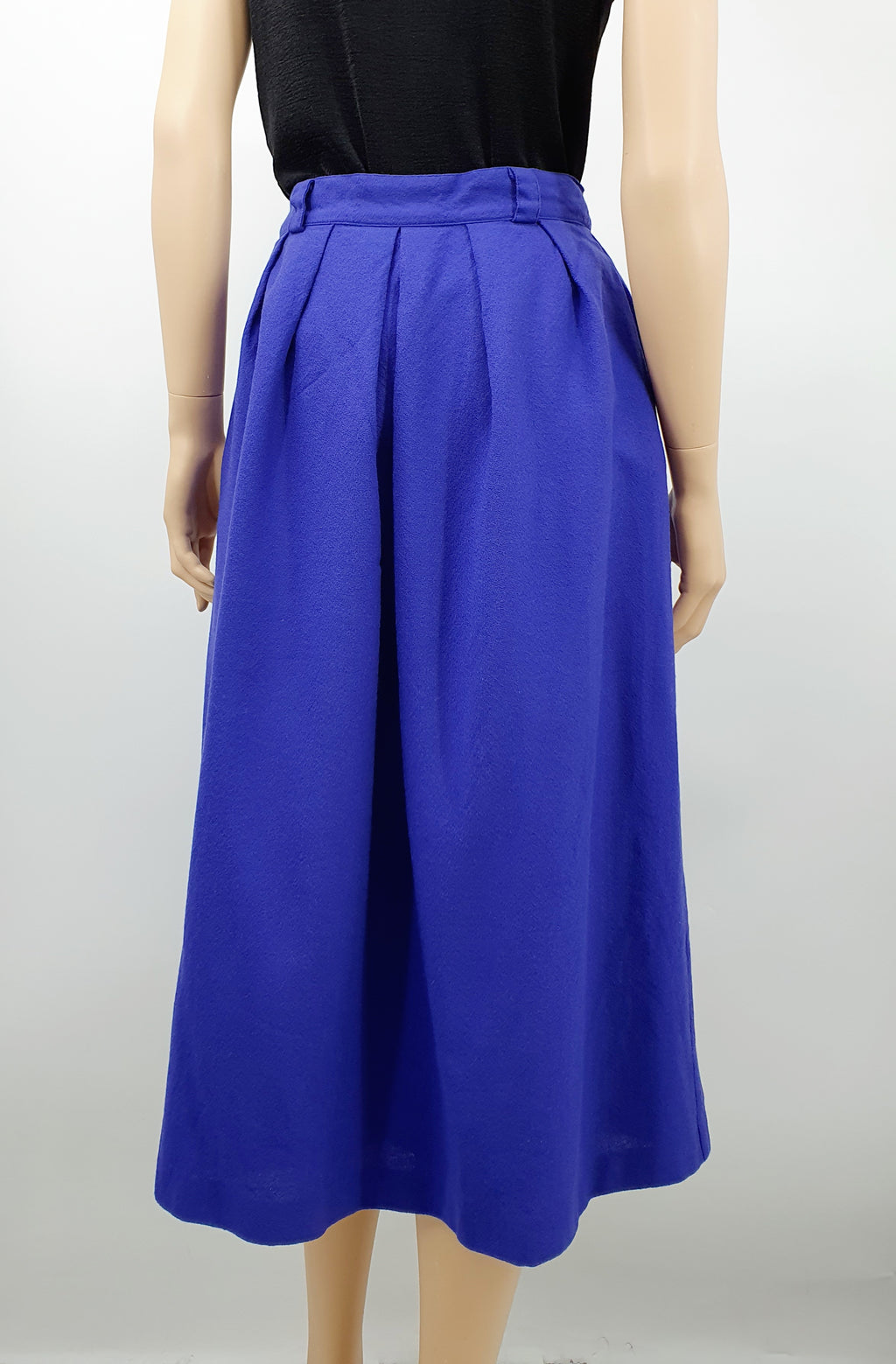 Amanda, purple midi wool skirt, 90s, waist 75cm, size 38
