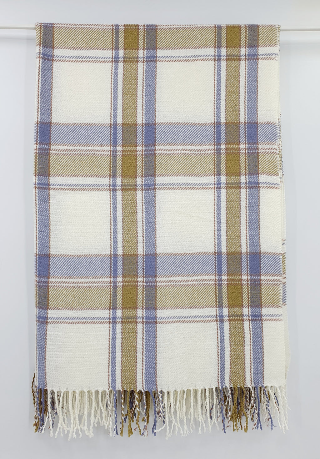 Light blue checkered scarf, size 103x146cm