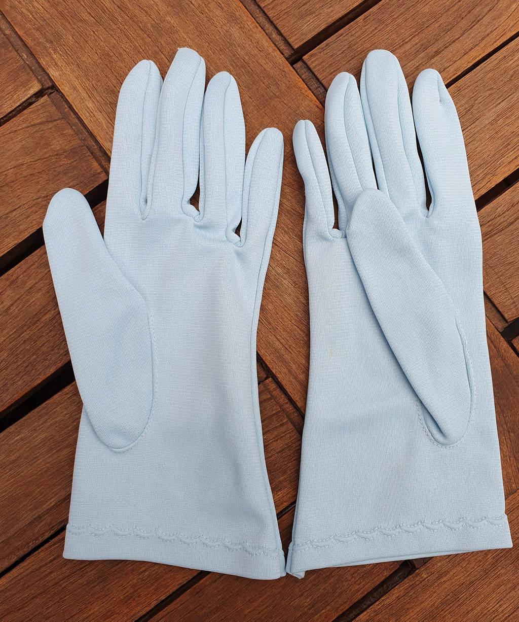 Gloves from the 80s, color light blue, size XS-S