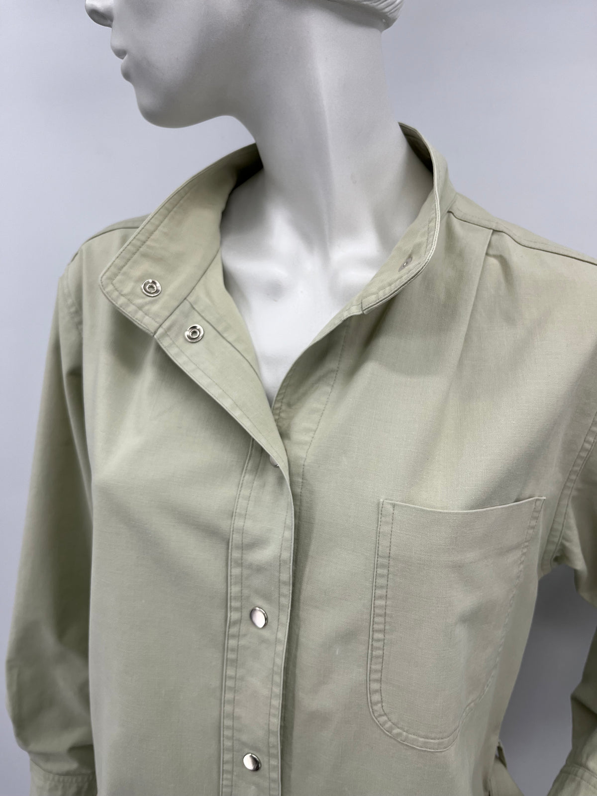 Vuokko, sand-colored cotton dress and belt, 80s-90s, size 38