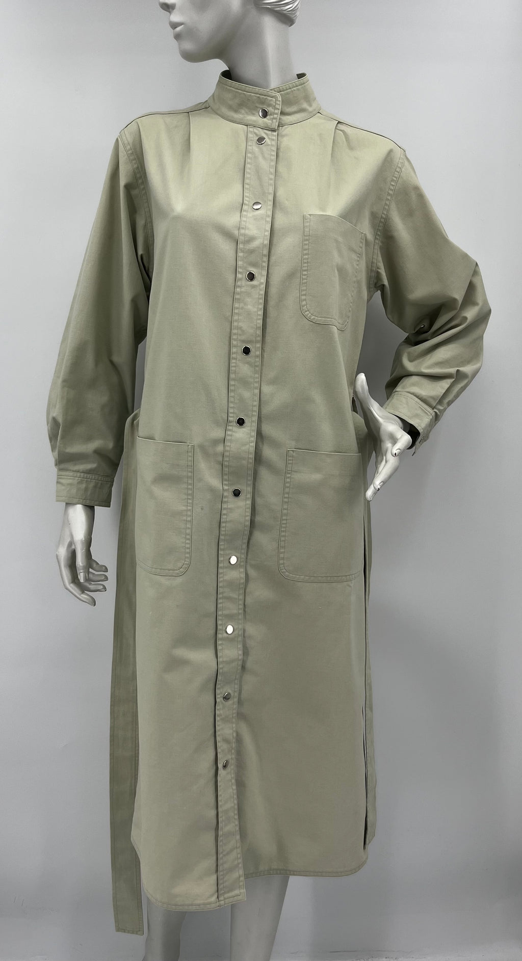 Vuokko, sand-colored cotton dress and belt, 80s-90s, size 38