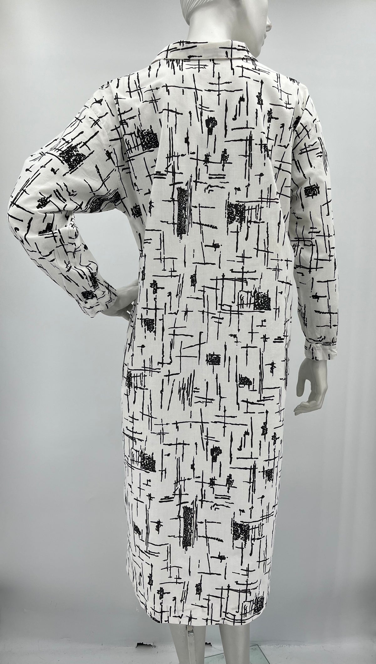 Black and white cotton dress from the 80s, size 40