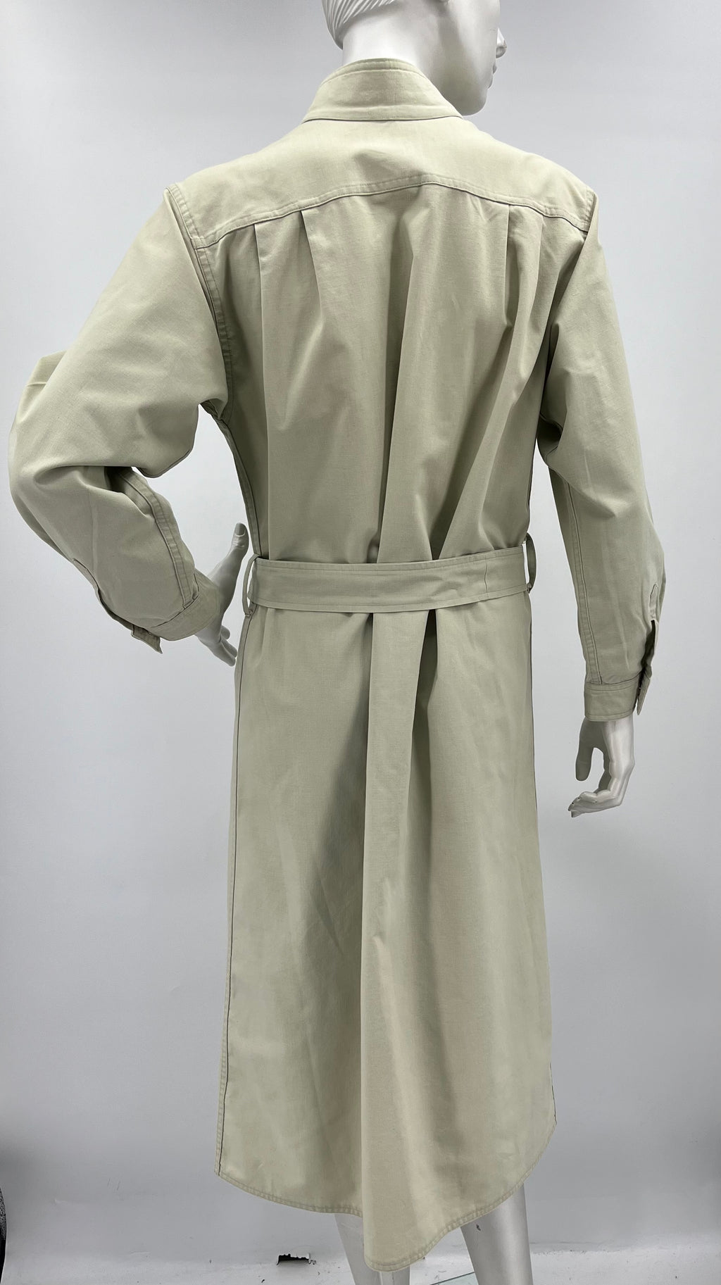 Vuokko, sand-colored cotton dress and belt, 80s-90s, size 38