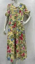 Light yellow floral dress, 80s, size 36-38