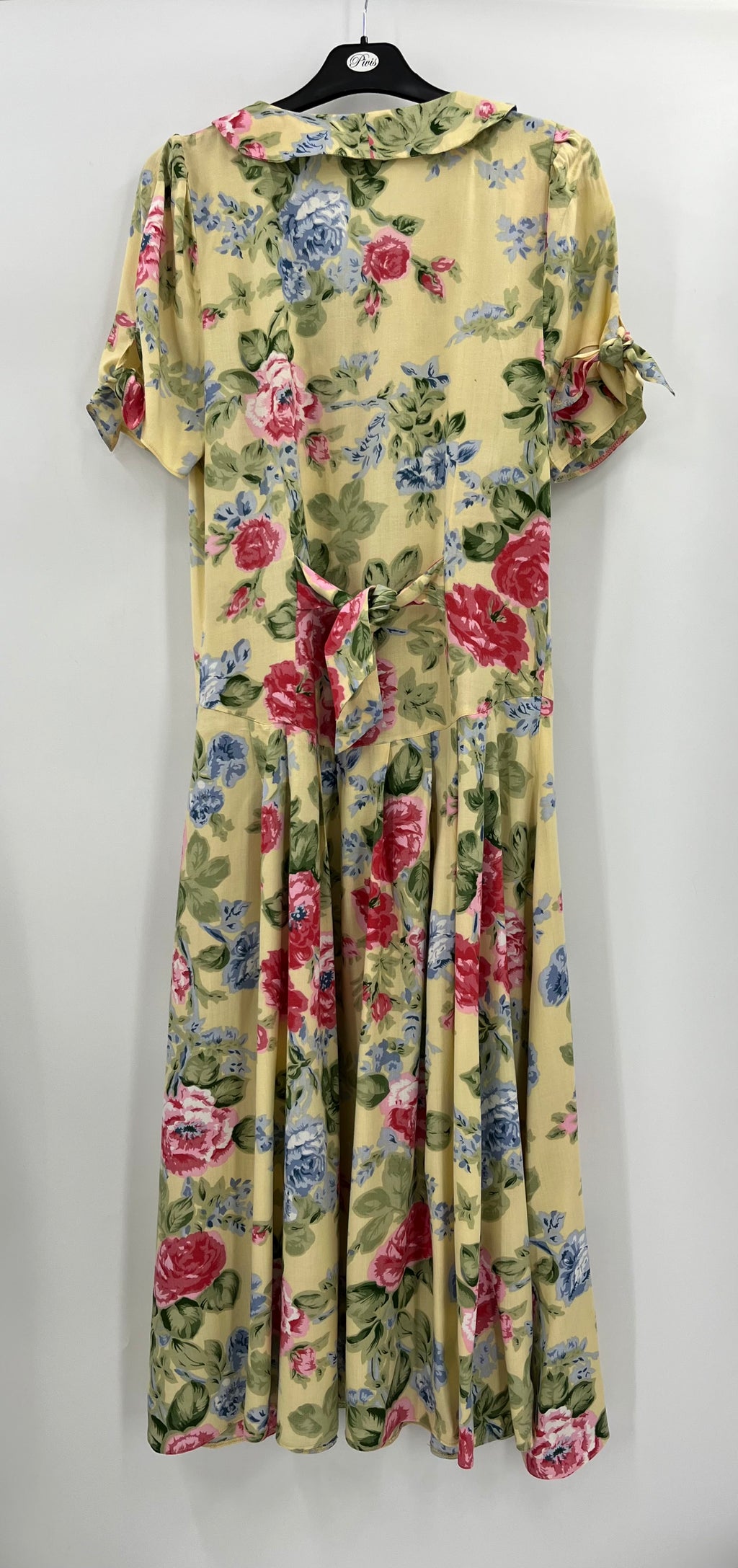Light yellow floral dress, 80s, size 36-38