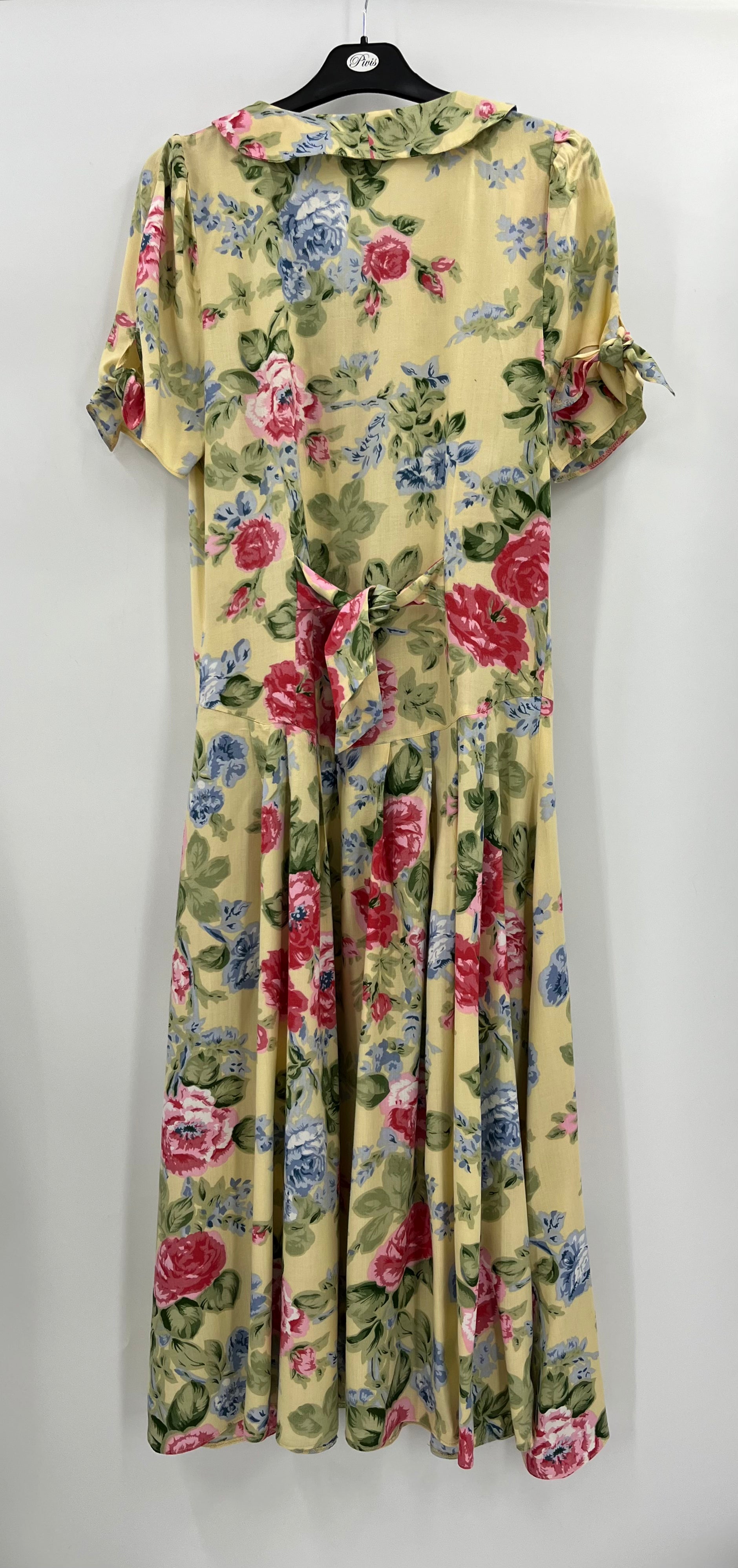 Light yellow floral dress, 80s, size 36-38