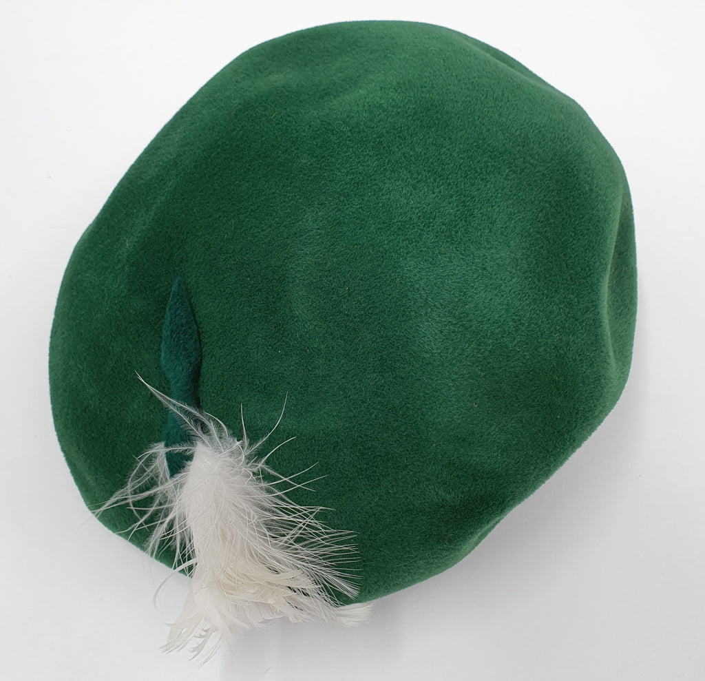 Vihreä vintage huopahattu, 50-60-luvulta, 52-58cm
