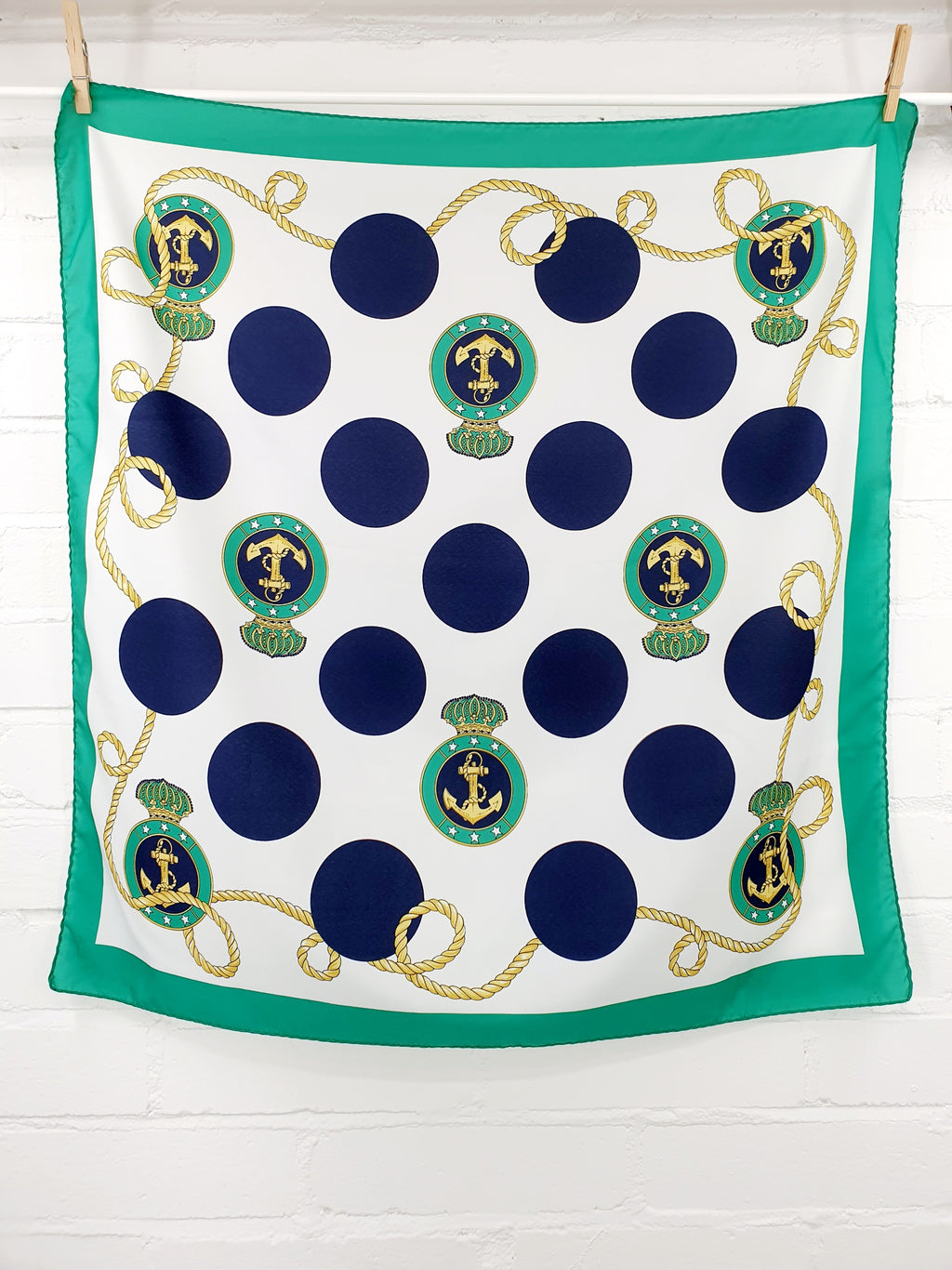 Nautical-themed vintage scarf from the 80s-90s | Size 75x75cm