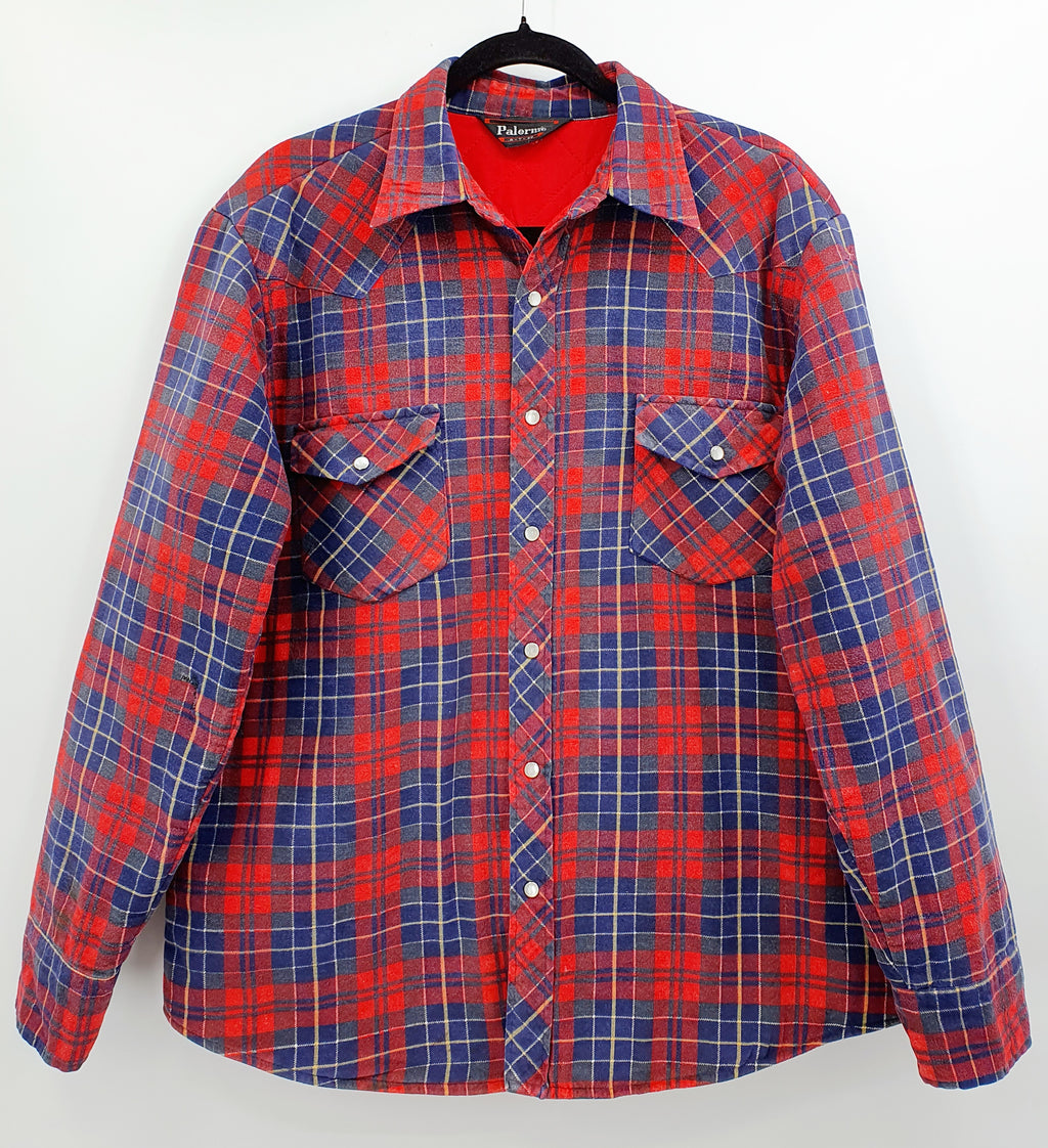 Palermo, men's checkered shirt with quilted lining, from the 80s, size M/L, women's 42
