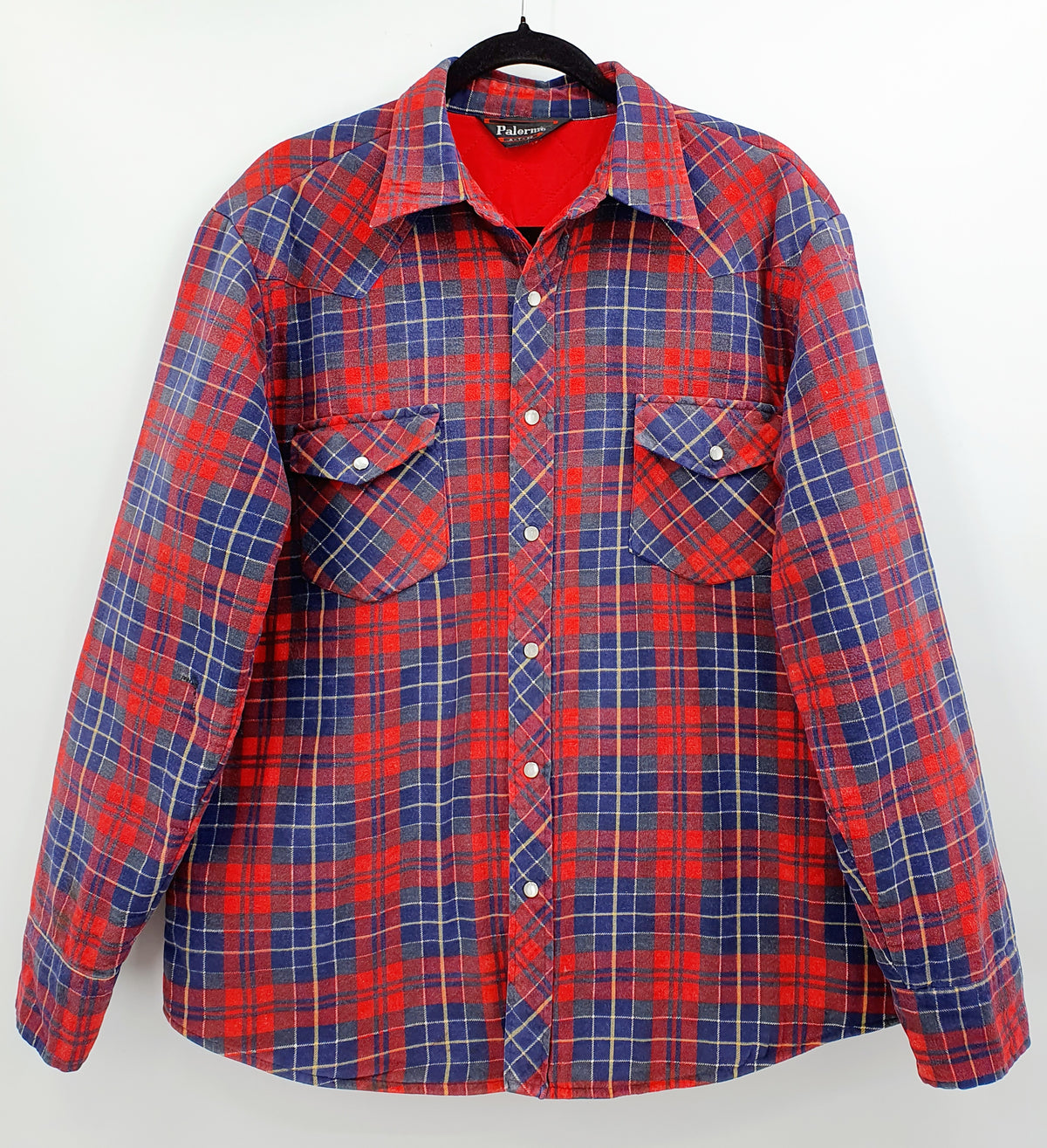Palermo, men's checkered shirt with quilted lining, from the 80s, size M/L, women's 42