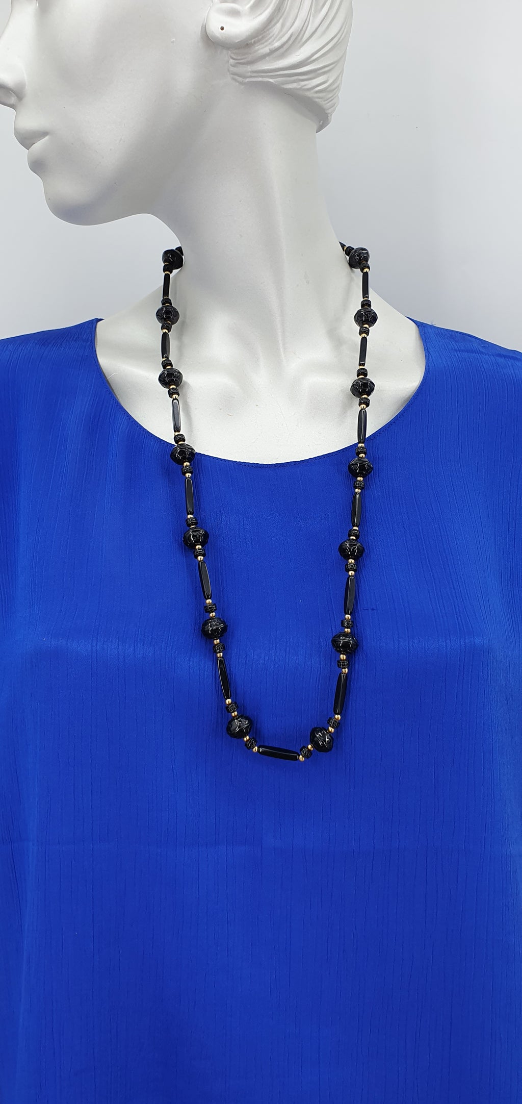 Gold-black necklace from the 80s-90s, length 75 cm