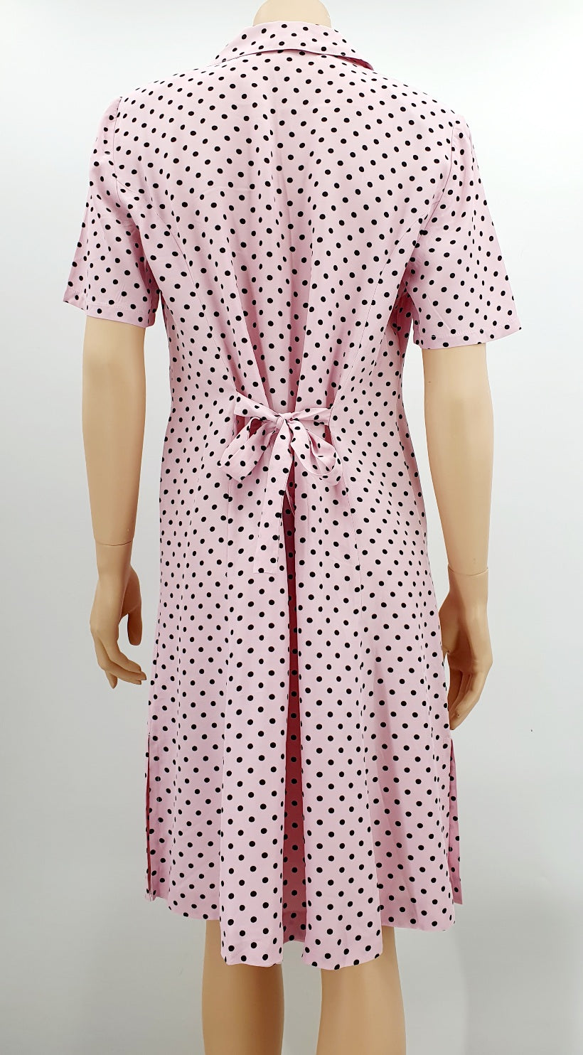 Atelier, pink polka dot summer dress from the 90s, size 40-42