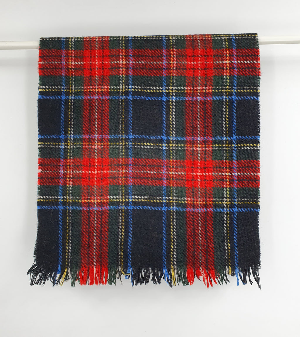 Merino, tartan wool scarf from the 70s-80s, size 25x120cm