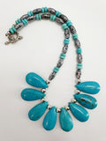 Boho style necklace, flat stone beads, length 40cm