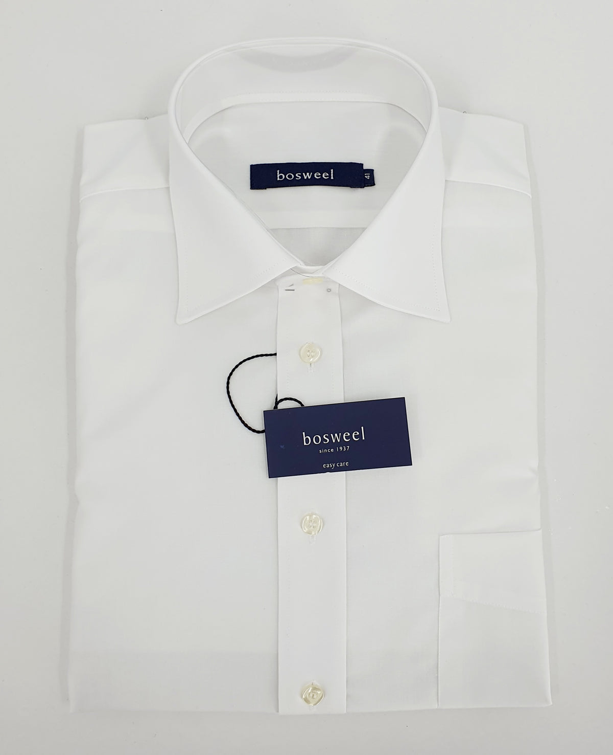 Bosweel, unused men's long-sleeved shirt, color white, size 41