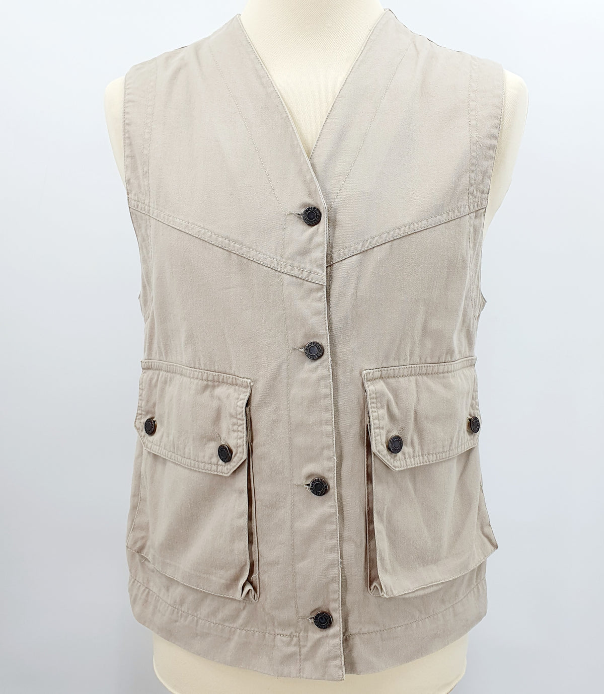 Ragazzi, beige fisherman's vest from the 90s, size men's S