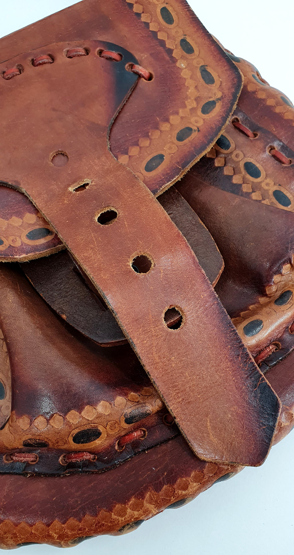 Hippie-style leather bag from Brazil, genuine leather