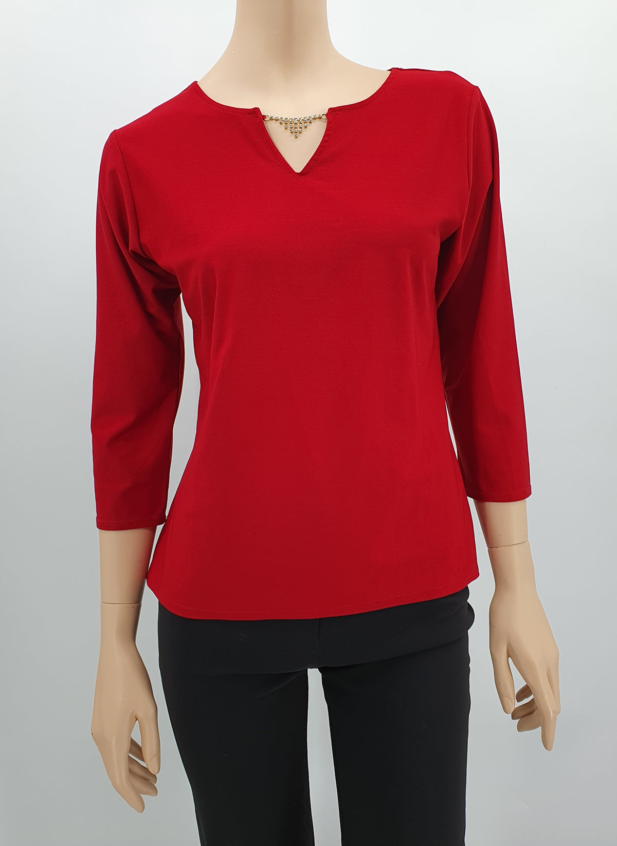 Red Y2K blouse with rhinestones, size 36/38