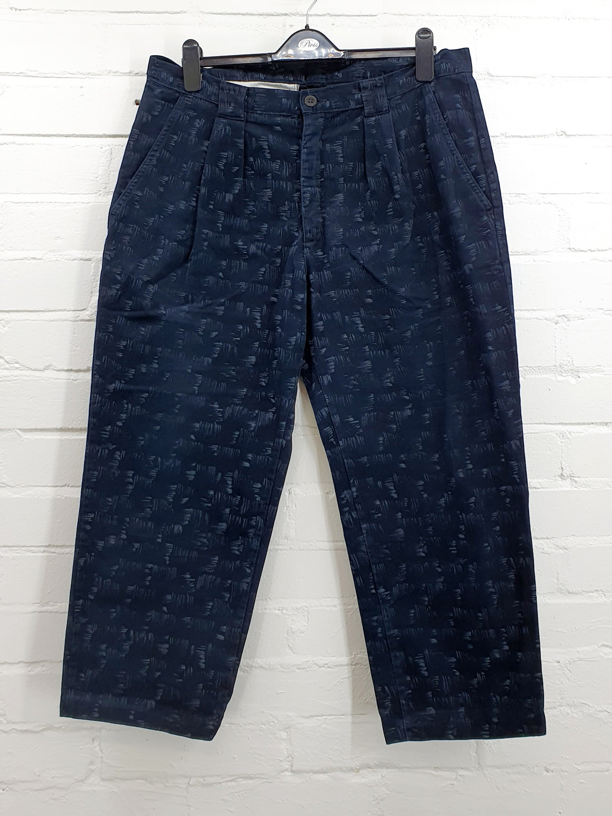 Roxy, miesten vintagehousut, 80-luku, musta-vaaleakuvio