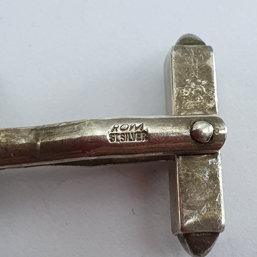 Vintage kalvosinnapit vinoraidoilla, Sterling hopeaa