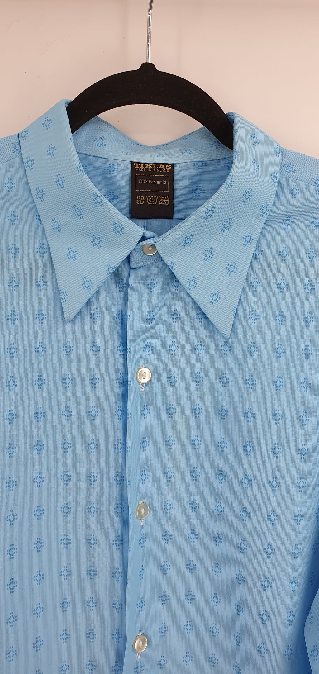 Tiklas, men's blue shirt from the 70s, size L