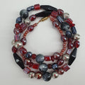 Pearl necklace, color dark red/silver/black, length 66cm