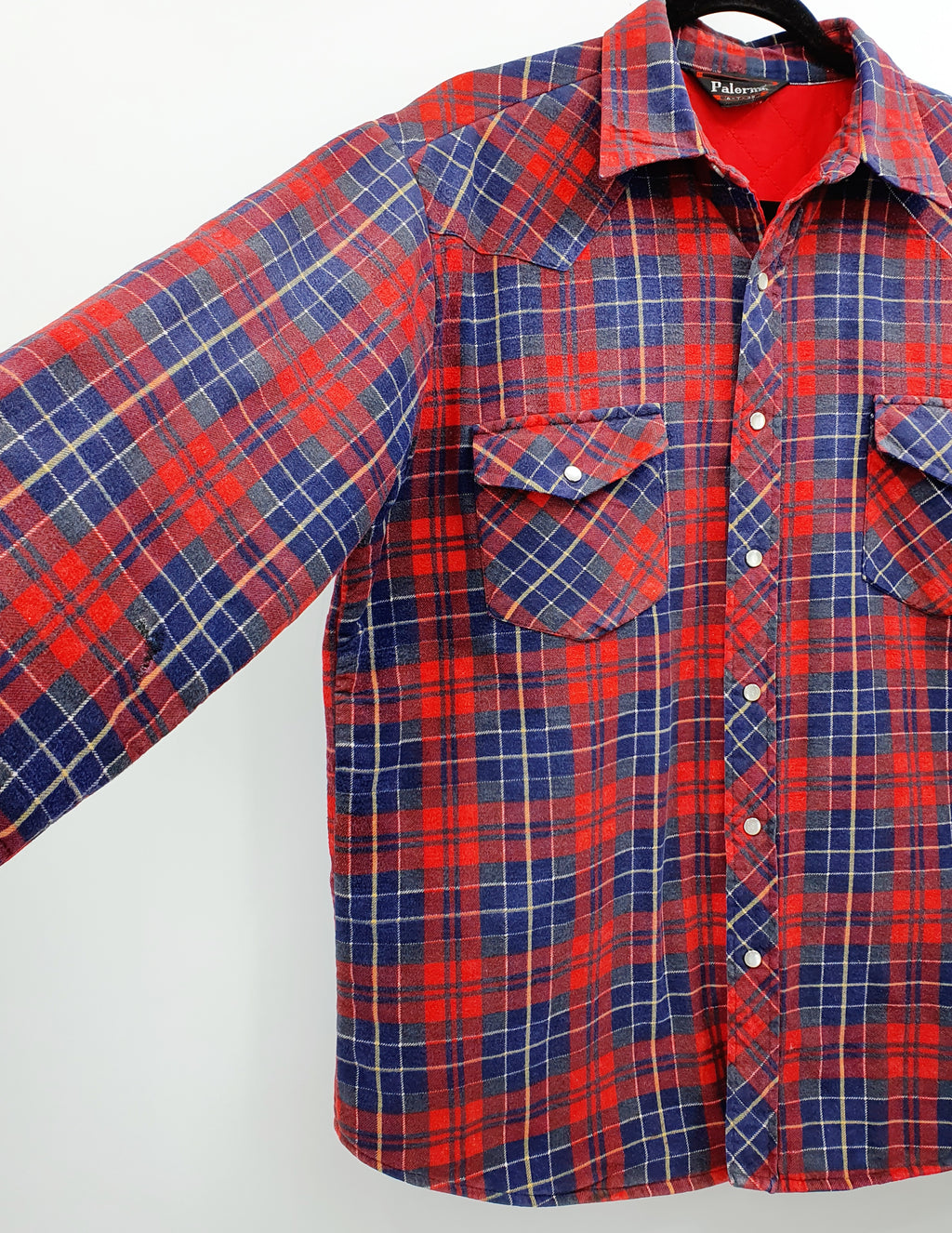Palermo, men's checkered shirt with quilted lining, from the 80s, size M/L, women's 42