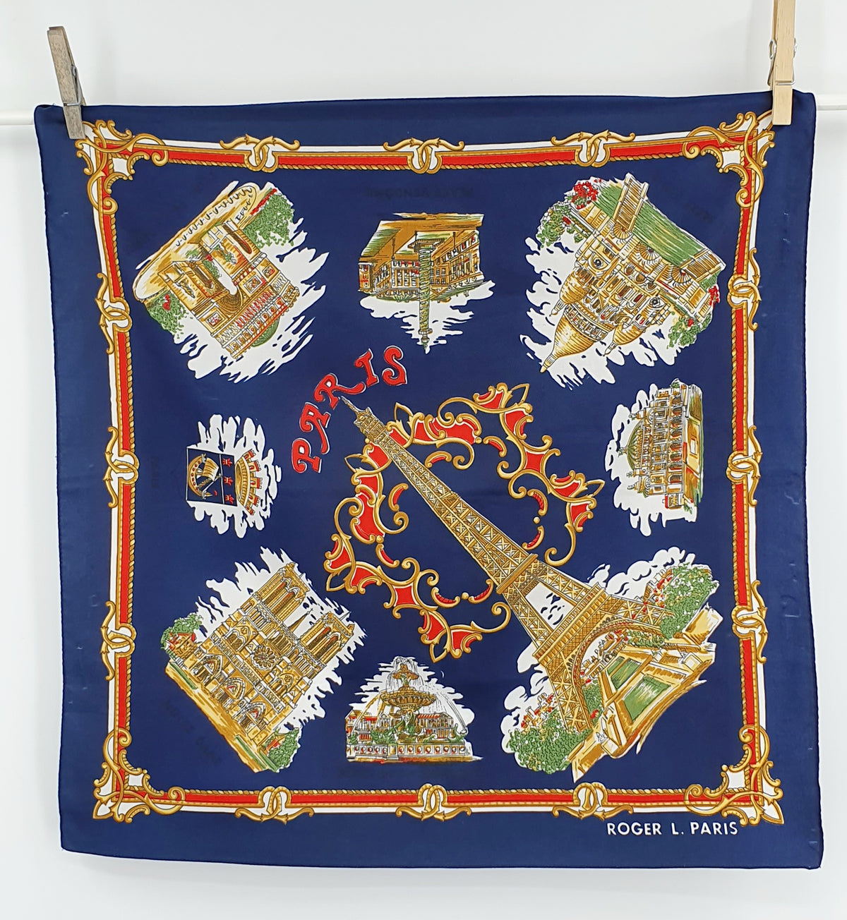 Roger L.Paris, small scarf from Paris, size 50x50cm
