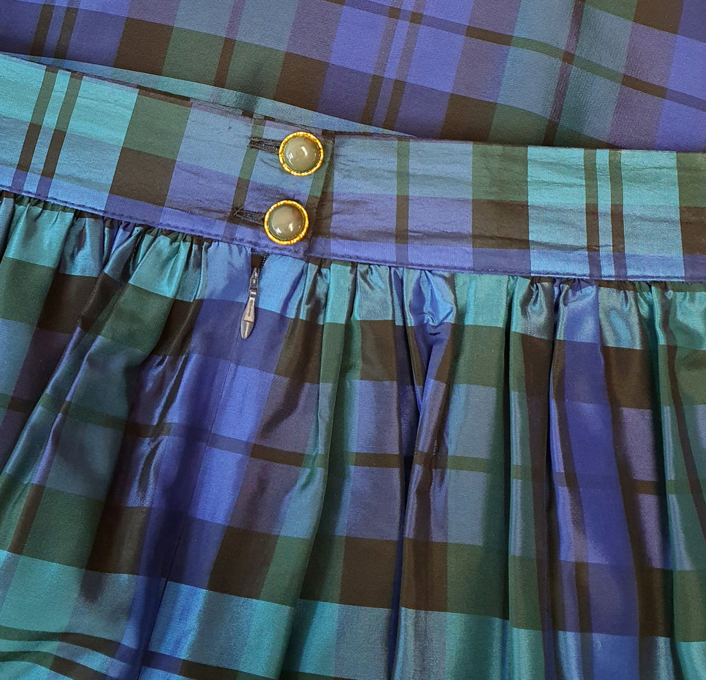 Long plaid party skirt and fabric belt | Waist circ. 84cm