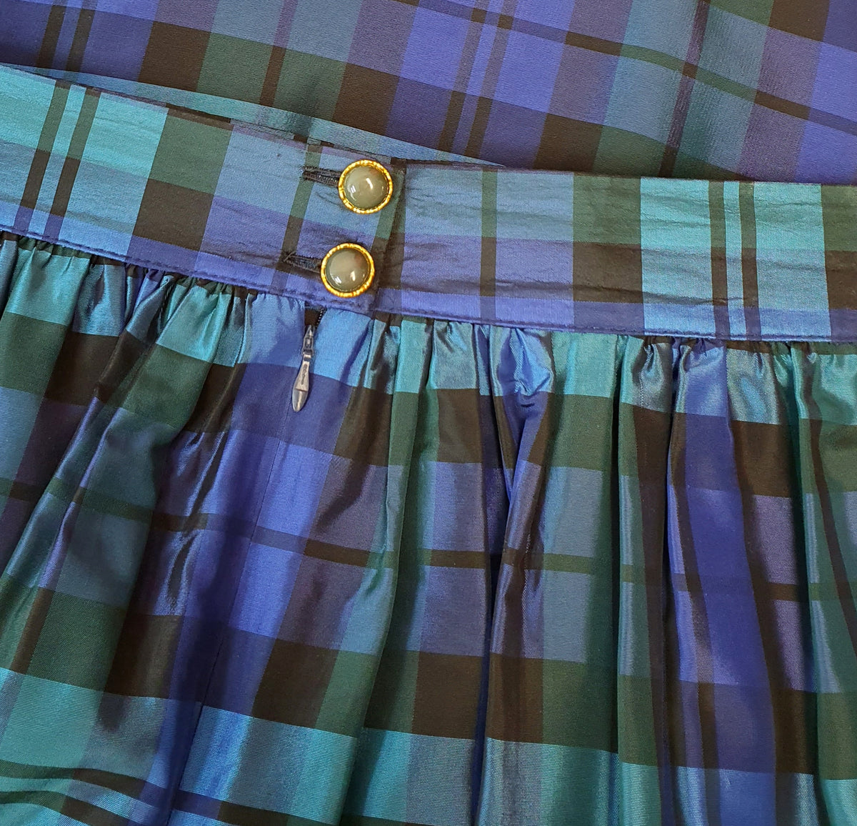 Long plaid party skirt and fabric belt | Waist circ. 84cm