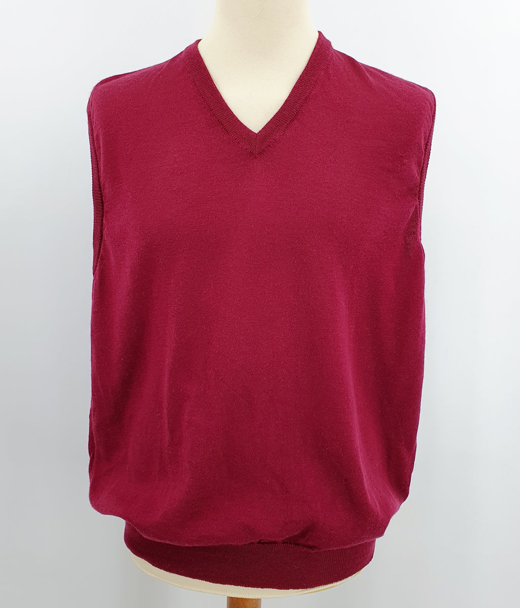 FinnMister Original, burgundy woolen vest from the 90s, size L
