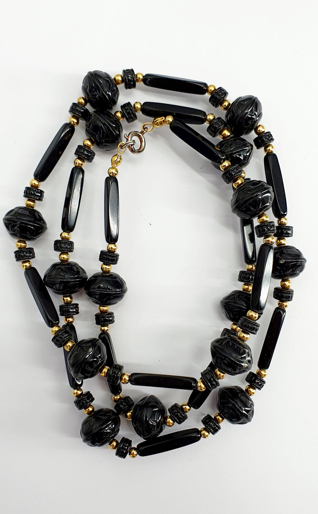 Gold-black necklace from the 80s-90s, length 75 cm