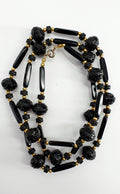 Gold-black necklace from the 80s-90s, length 75 cm