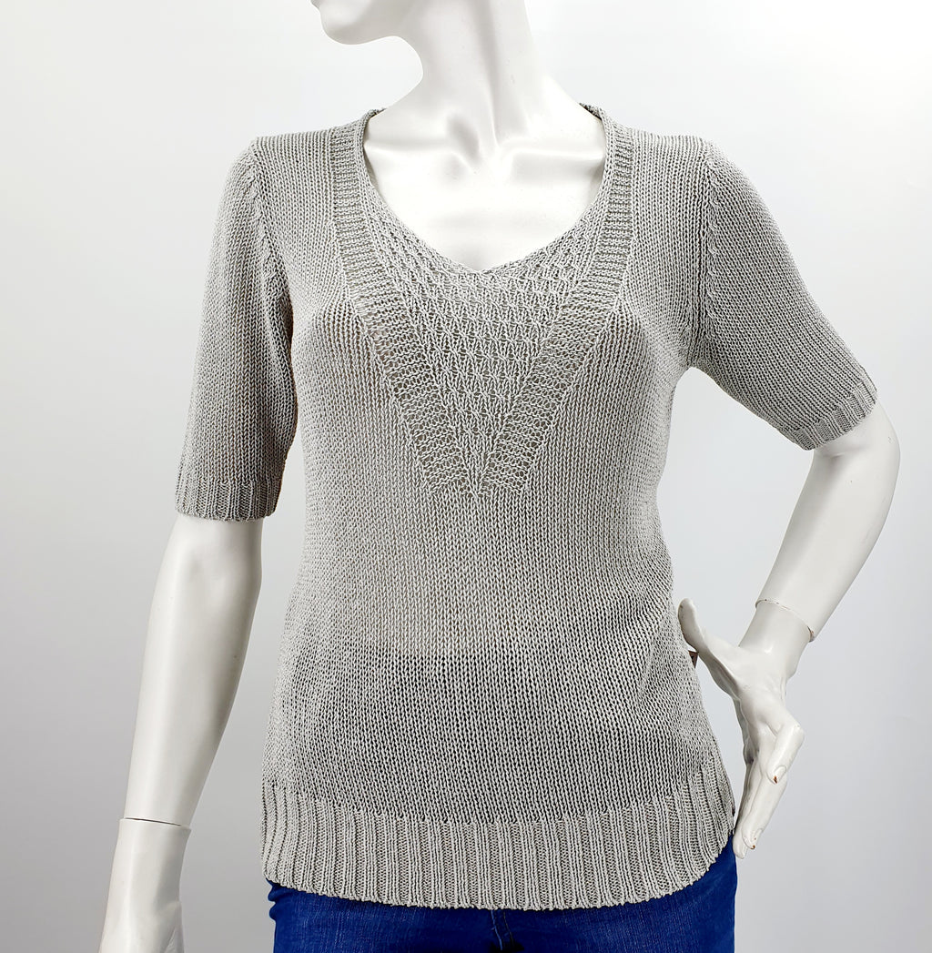 Santarelli, gray short-sleeved lace sweater from the 90s-2000s, size 34-36
