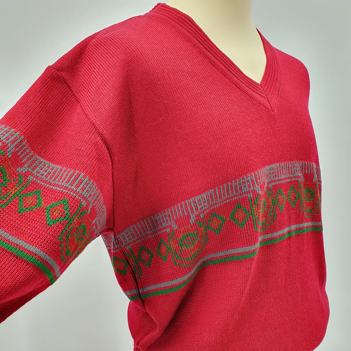 Burgundy men's sweater from the 80s, size ML
