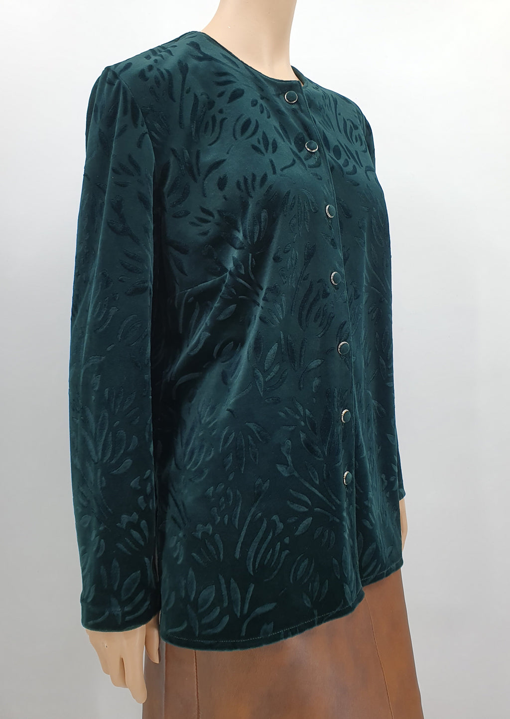 Nahe Oy, Forest green velvet jacket, 80s, size 42