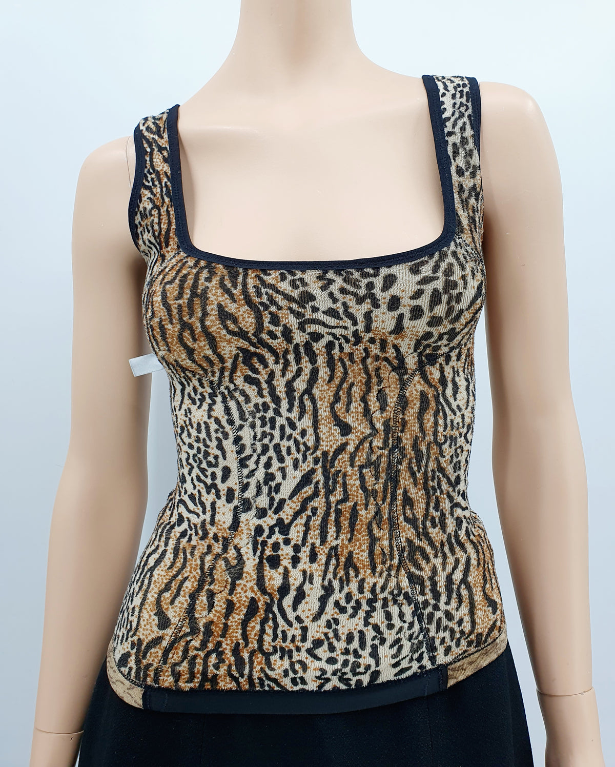 Shaping top, black/panther print, size 34-36