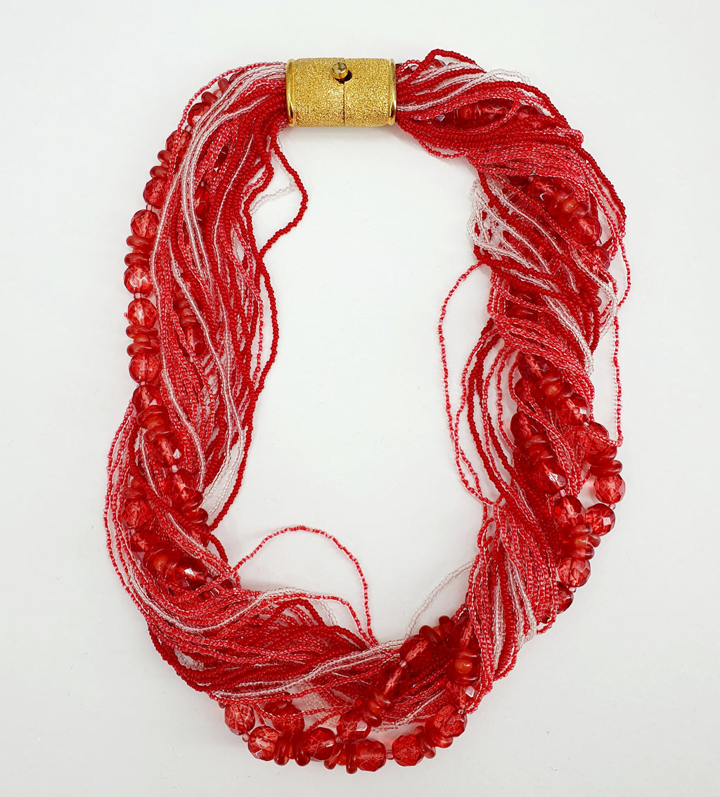 Red short spiral necklace, length 47cm