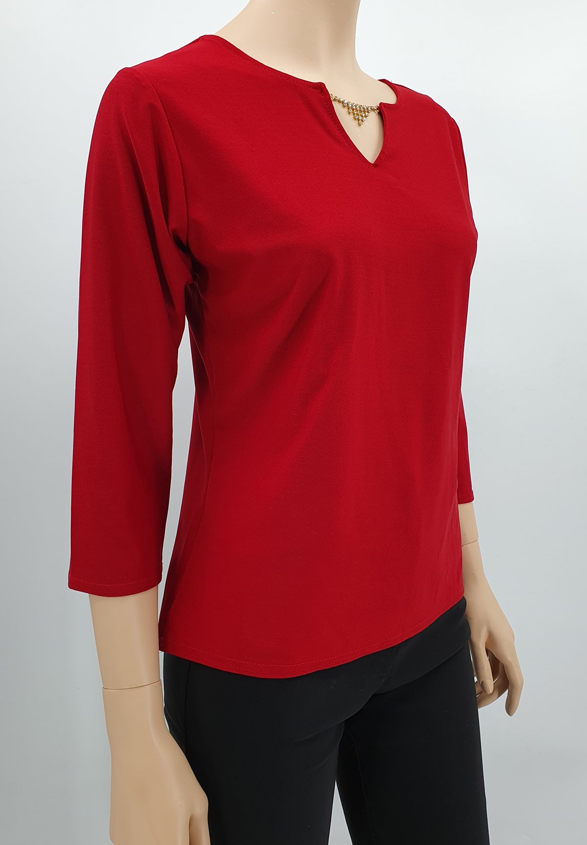 Red Y2K blouse with rhinestones, size 36/38