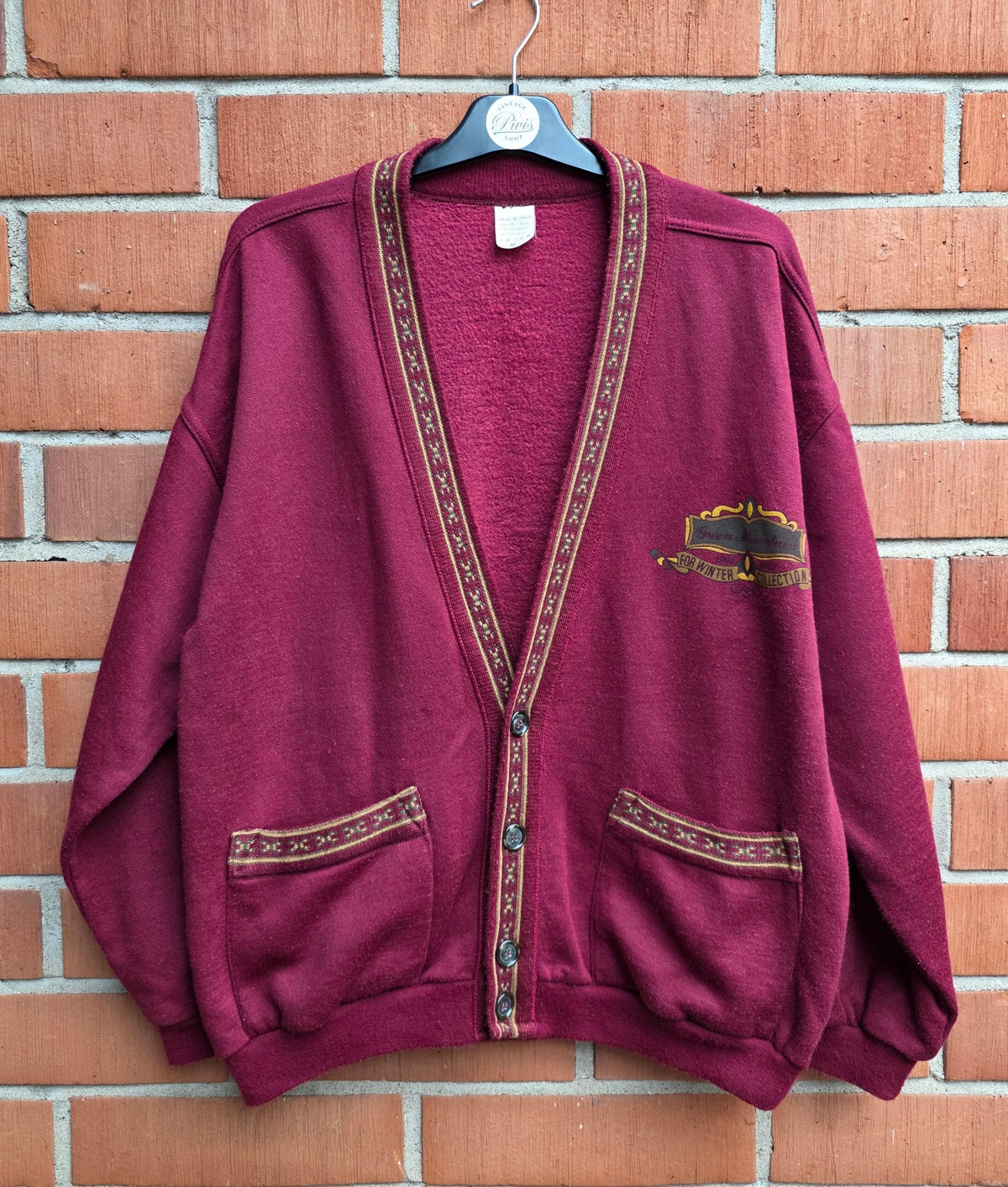 Burgundy sweatshirt from the 90s, size men's M, women's 40-42