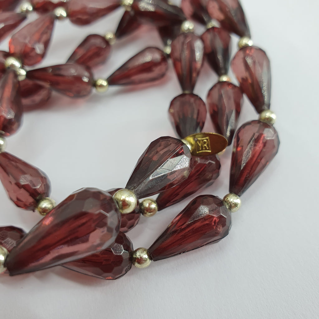 YR, brown long pearl necklace, length 60cm