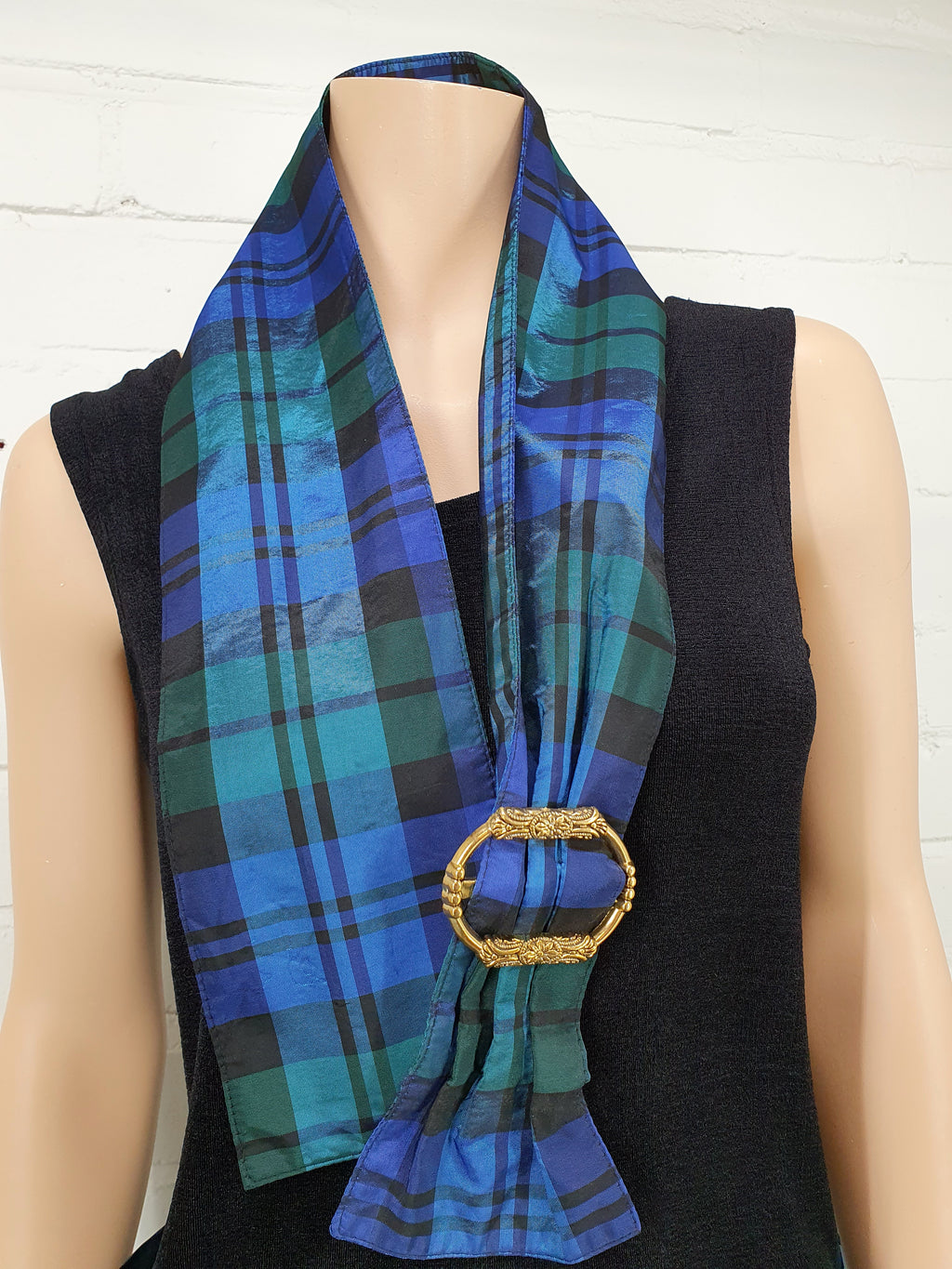 Long plaid party skirt and fabric belt | Waist circ. 84cm