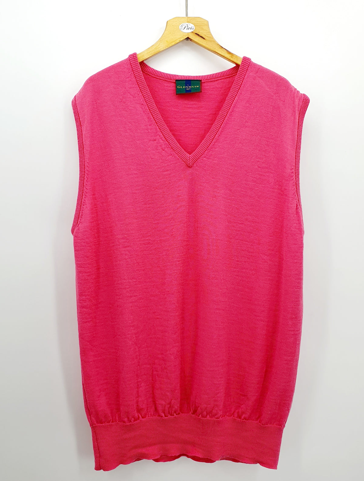 Glenmuir, aniline red unisex cardigan in wool, women's size 42, men's L