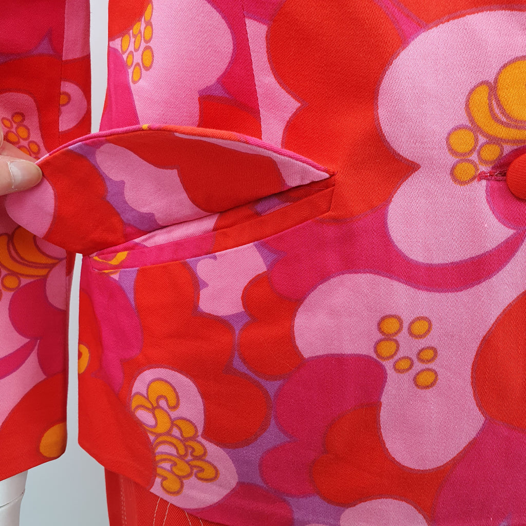 Finnish vintage floral cotton jacket, 60s-70s, size 34-36