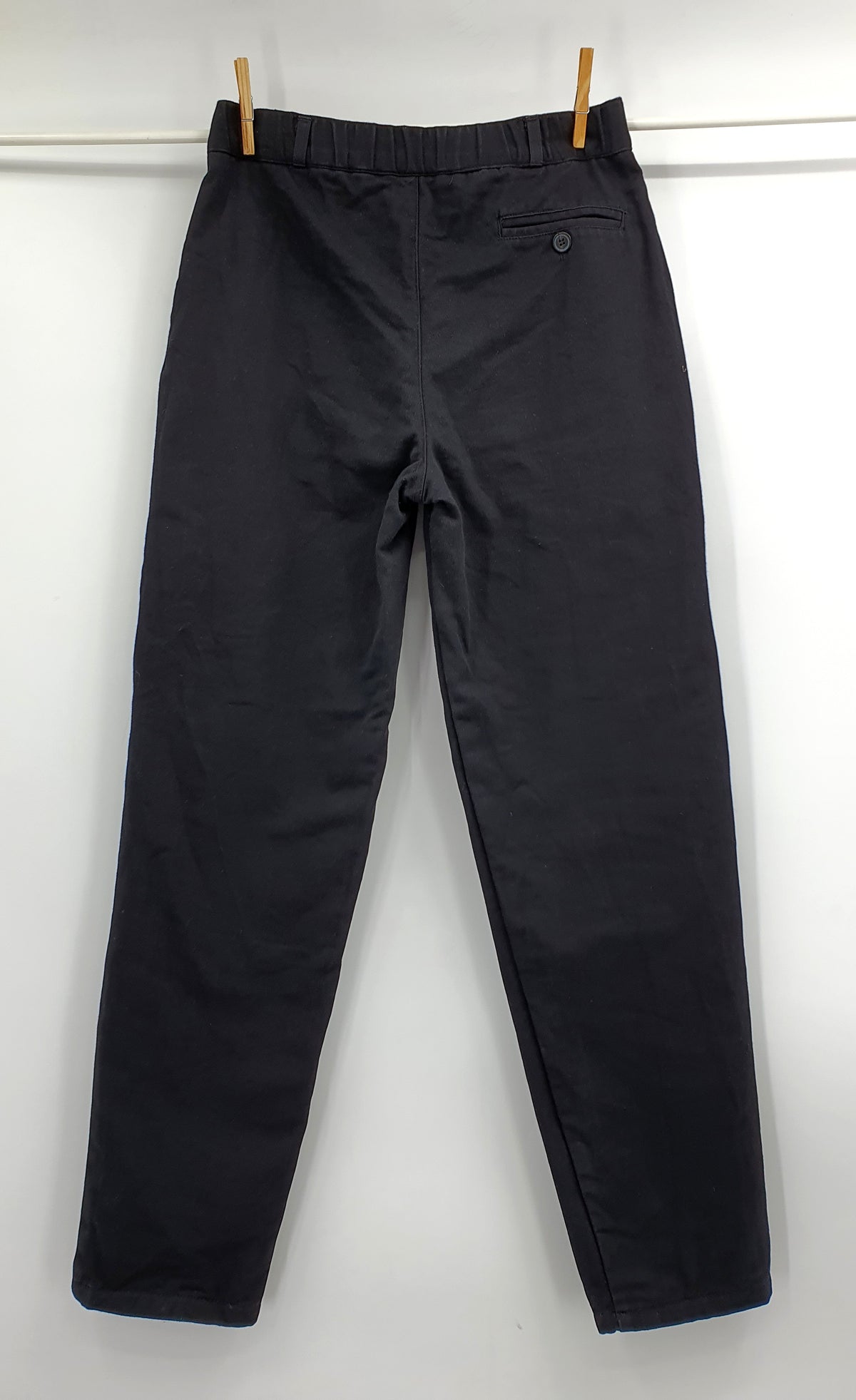 KappAhl, black high-waisted cotton trousers with flannel lining, 90s, belt circumference 70cm, size 34
