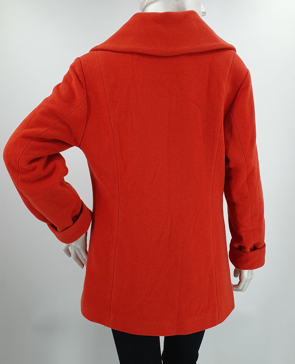 Orange wool coat with a large collar from the 2000s, size 38