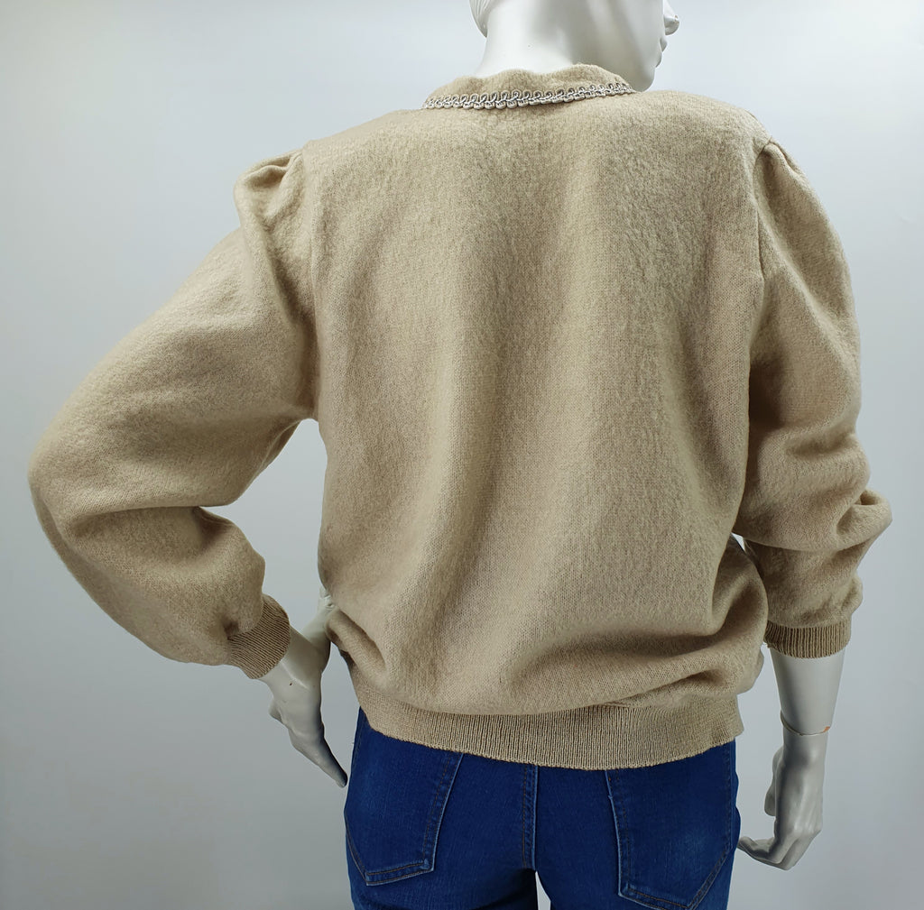 Italialainen vintage neuletakki 80-luku Beige Kuva takaa