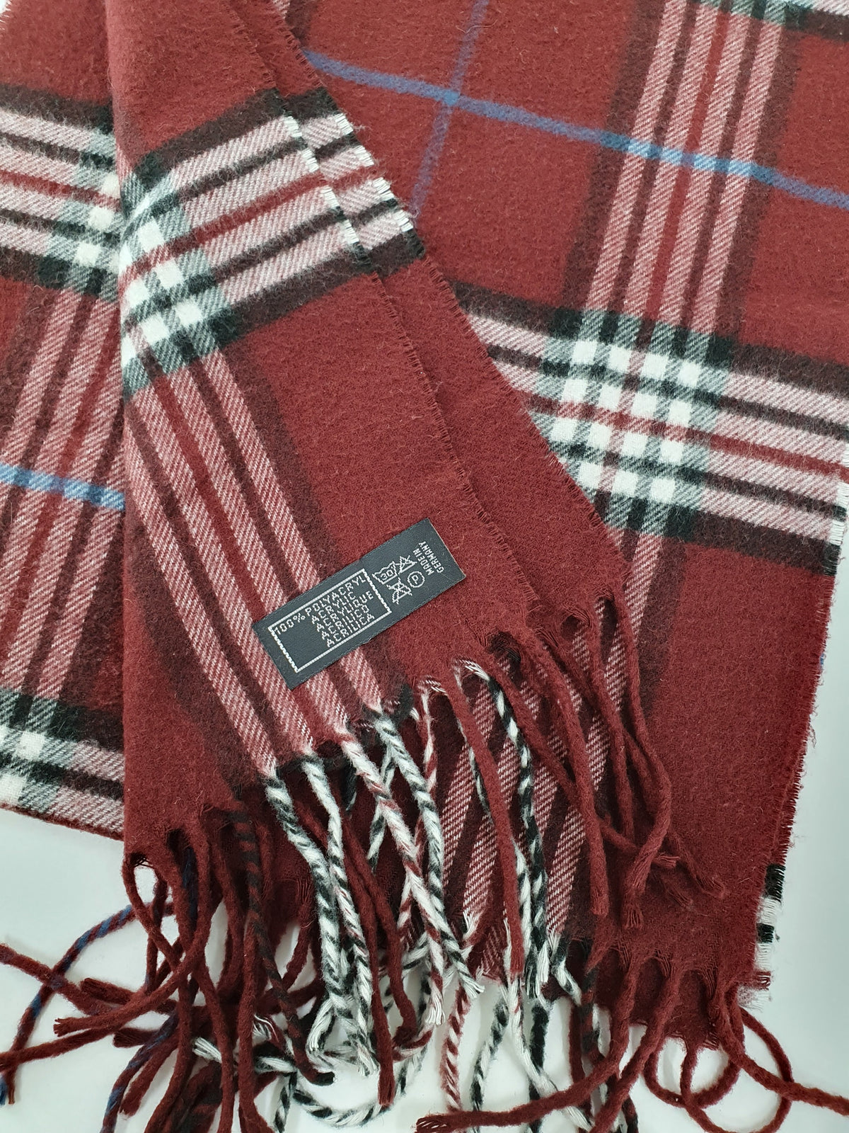 Miesten vintagehuivi | Viininpunainen ruutukuvio | Koko 28x130cm