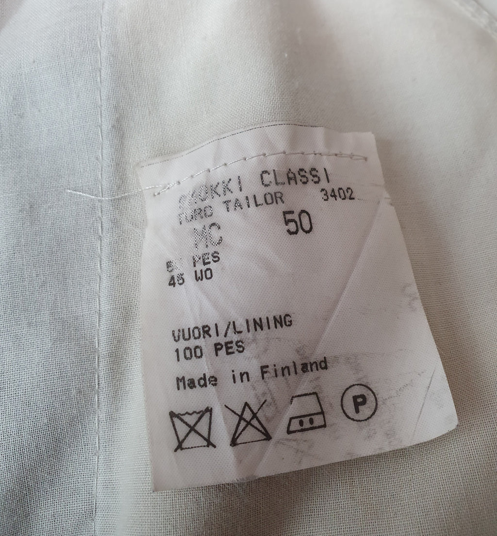 Turo Tailor, secondhand smokkihousut 2000-luvulta, käytetyt juhlahousut, koko 50, kuva tuotelapusta