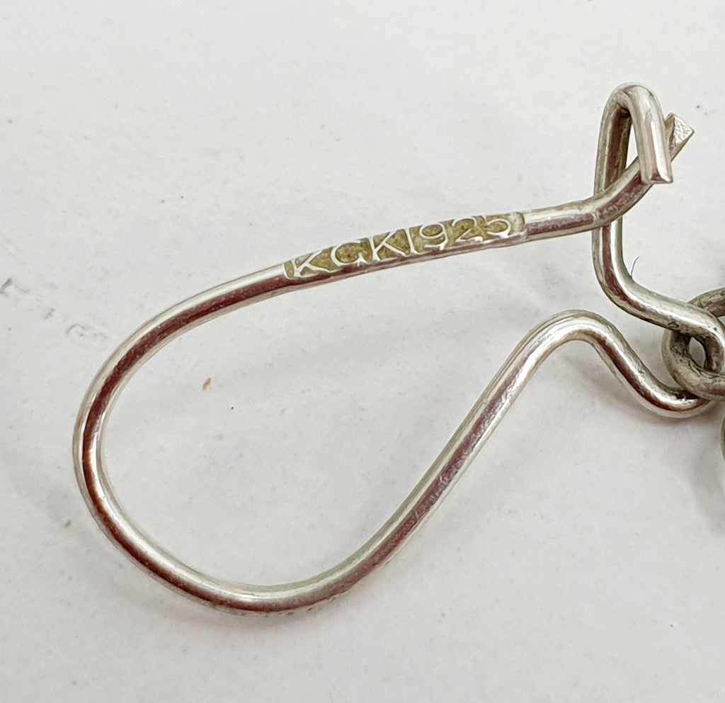 Boho style drop earrings with silver hook